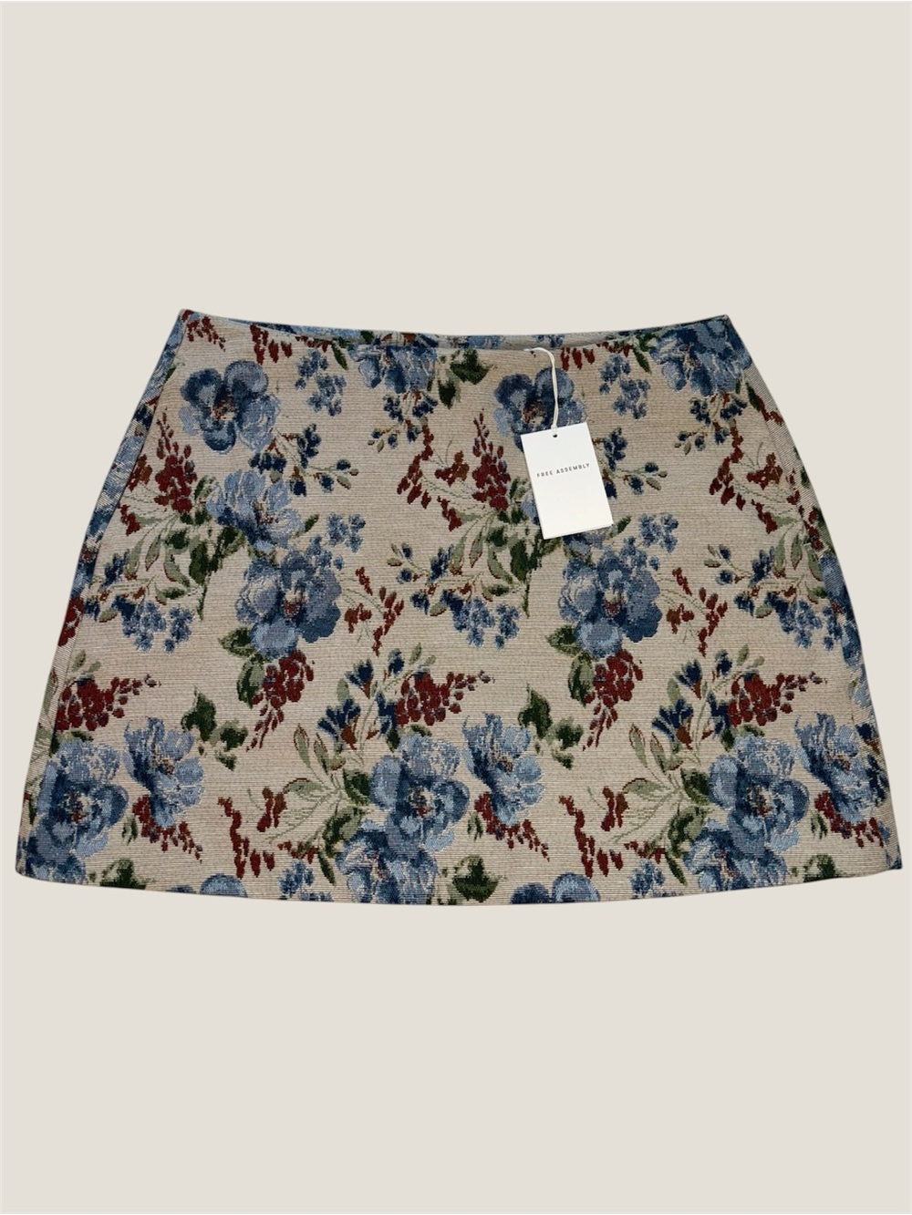 Free Assembly Dark Floral Jacquard High Rise Mini Skirt